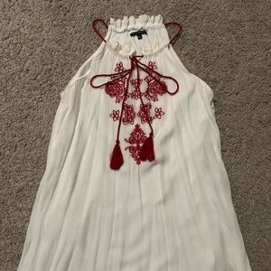 White halter embroidered dress